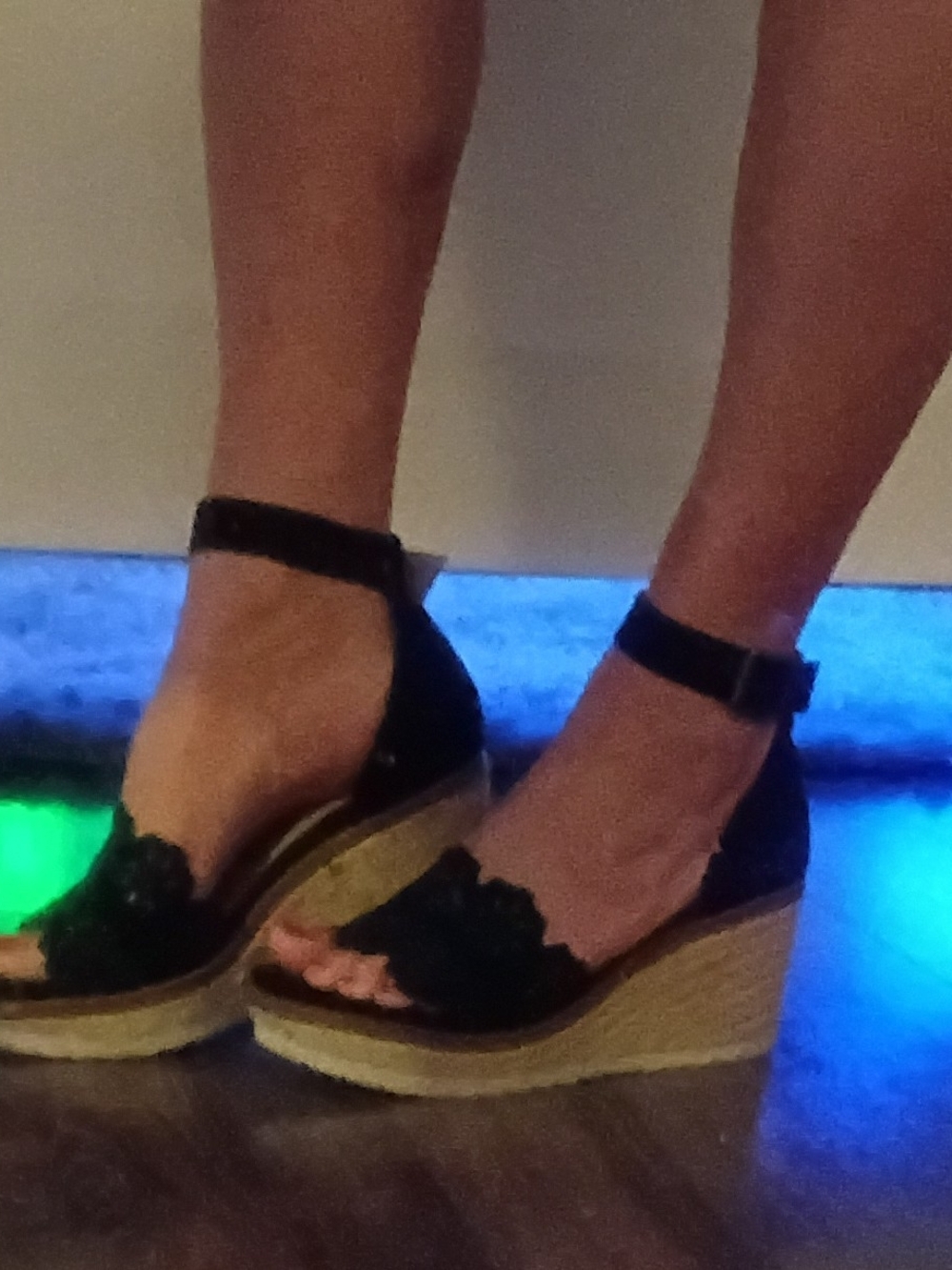 Black Wedge Espadrille Sandals with Ankle Strap